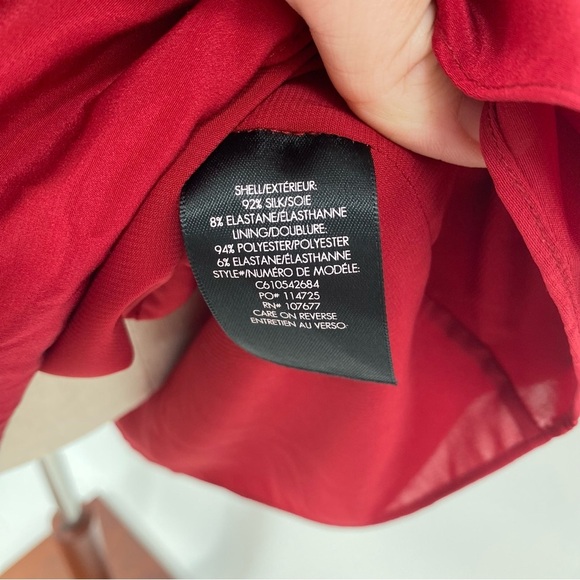 Alice + Olivia Red Long Sleeve Off the Shoulder Silk Mini Dress Small - Picture 5 of 7